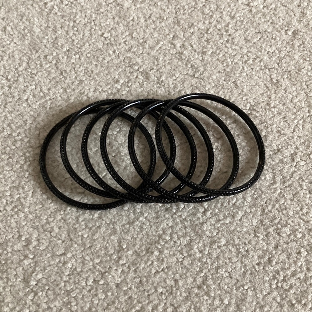 Set of 6 Black Metal Bracelets